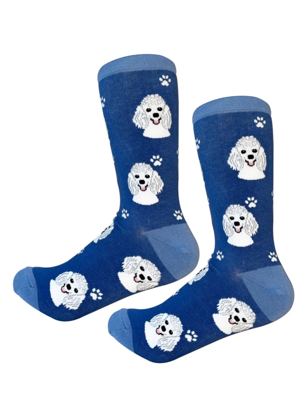 NWT ✨ Sock Daddy Blue with white Poodle Dog Pattern Crew Socks - unisex